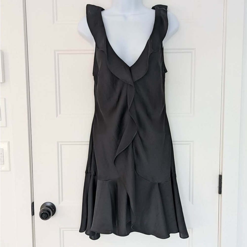 Wilfred Hera Satin Ruffle Mini Dress Black Size S Aritzia - Picture 12 of 12